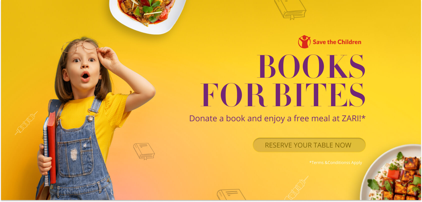 Kids Eat Free in Crawley for Books for Bites fundraising for Save the Children