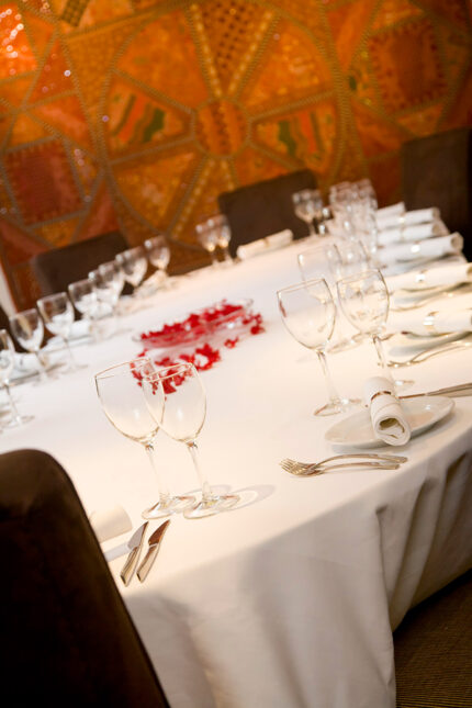 Elegant restaurant dining area ready for an authentic South Indian dinner in Crawley.