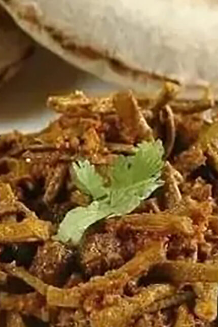 Authentic Rajasthani Ker Sangri dish at Zari Indian Restaurant, Crawley.