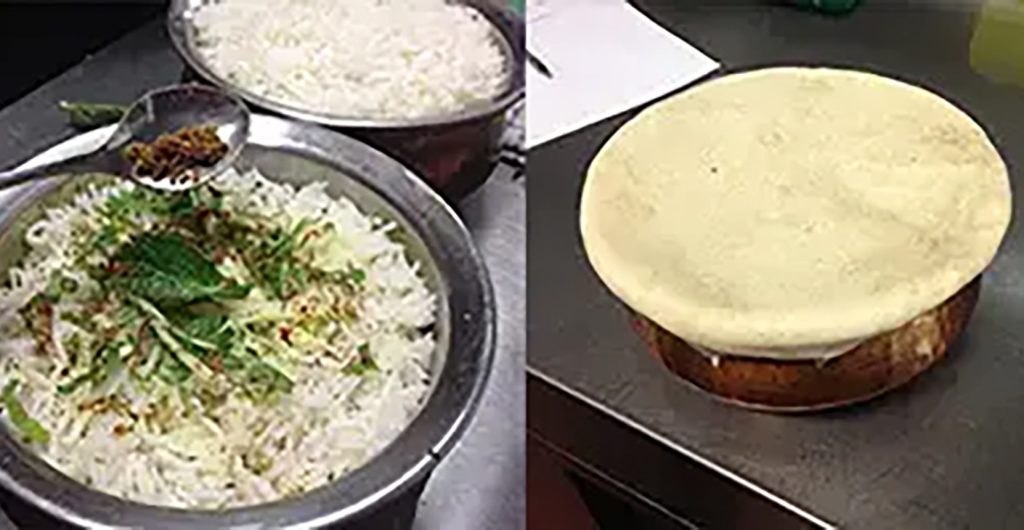 High-quality long-grain basmati rice being prepared for an authentic biryani dish.