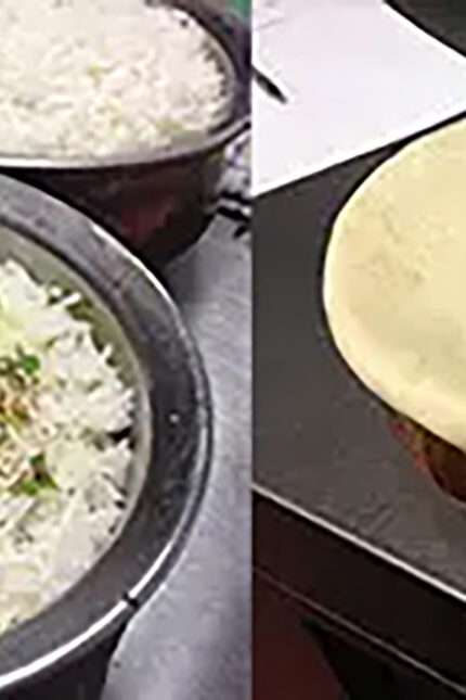 High-quality long-grain basmati rice being prepared for an authentic biryani dish.