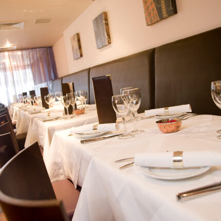 Elegant private dining room setup for luxury events at Zari Restaurant Crawley.