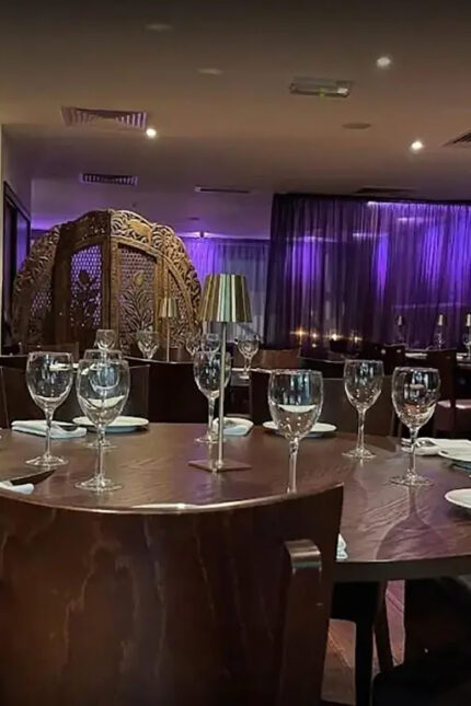 Modern fine dining venue prepared for a company Christmas group party in West Sussex.