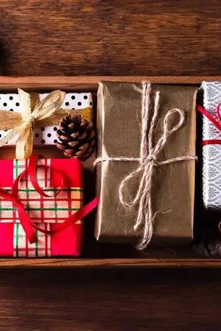 A collection of elegantly wrapped corporate Christmas gifts for work colleagues in Crawley.