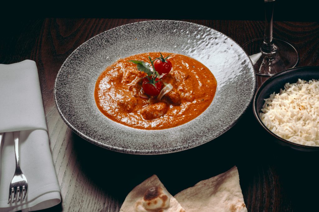 Chicken tikka masala served at Zari Restaurant
