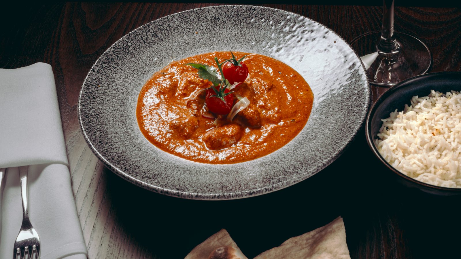 Chicken tikka masala served at Zari Restaurant