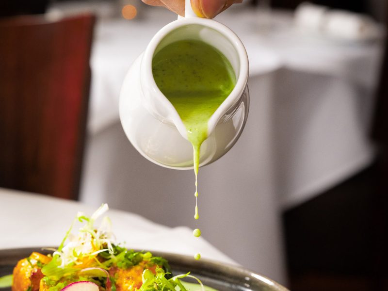 A plated Indian starter prepared for wedding catering at Zari Restaurant.