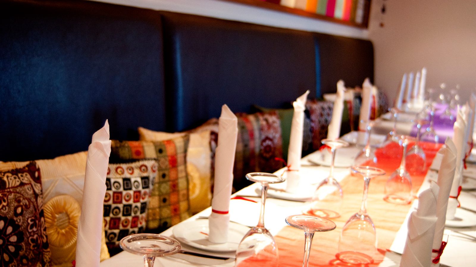 A private dining table prepared for an event at Zari Restaurant